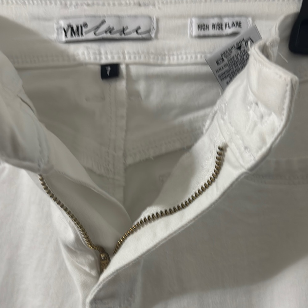 YMI Luxe High Rise Flare Pants in White